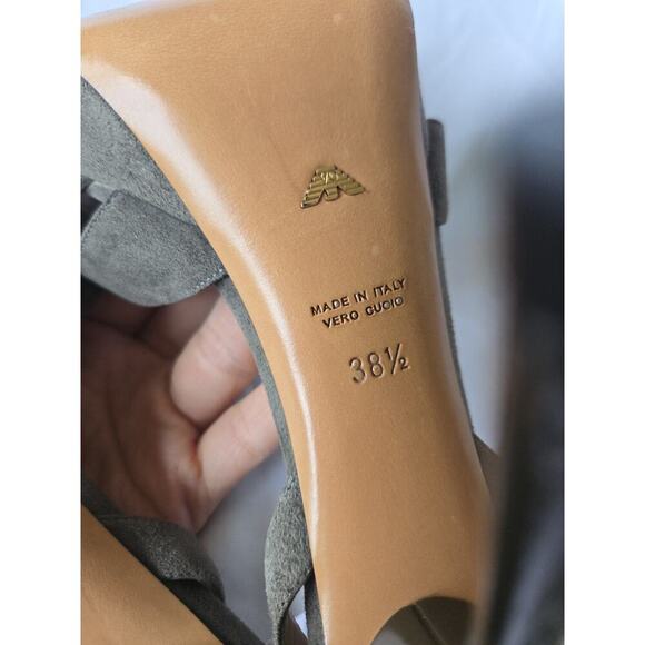 Emporio Armani Womens Size 7.5 Olive Green Suede Stiletto 5" Heels Wedding 38.5 - Picture 6 of 11